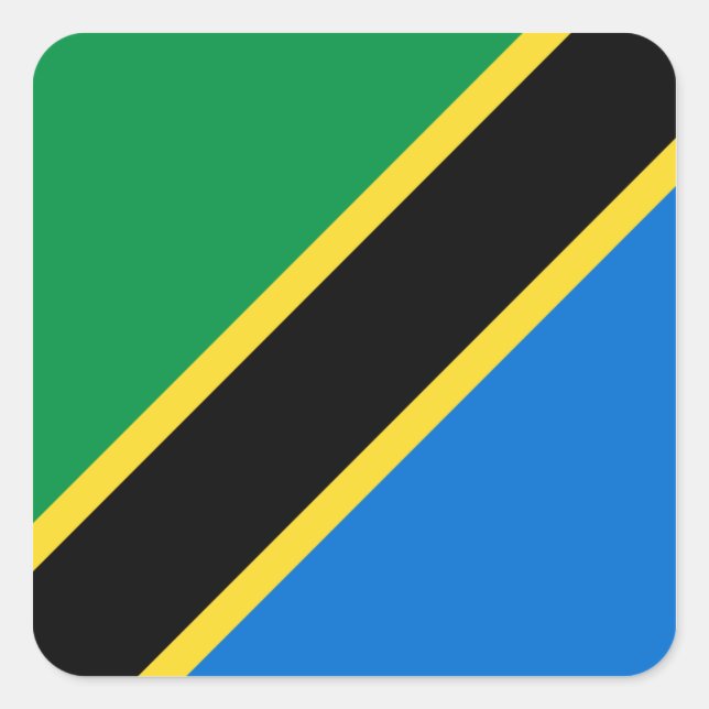 Cuadrada Pegatina de Bandera de Tanzania (Anverso)