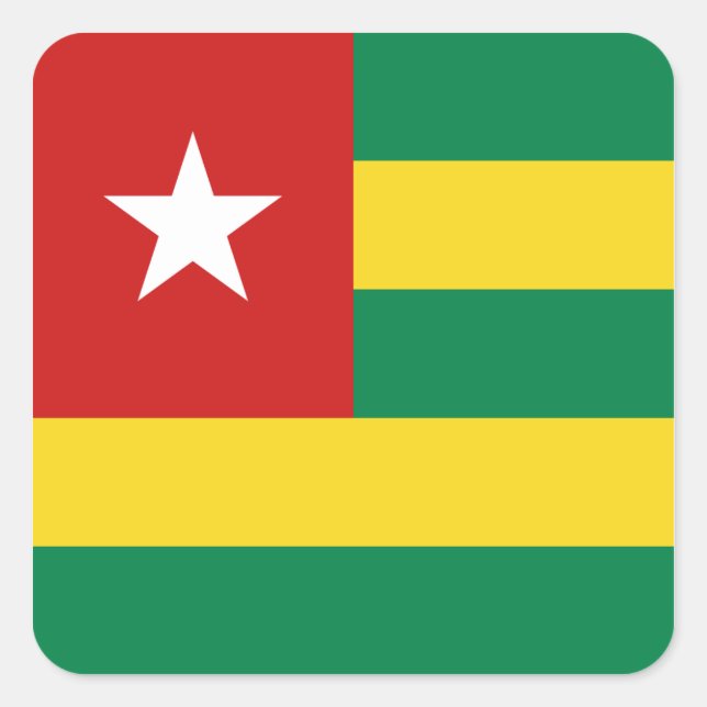 Cuadrada Pegatina de bandera de Togo (Anverso)