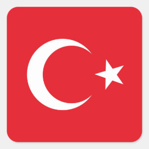 Cuadrada Pegatina de bandera de Turquía