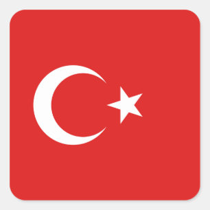 Cuadrada Pegatina de bandera de Turquía