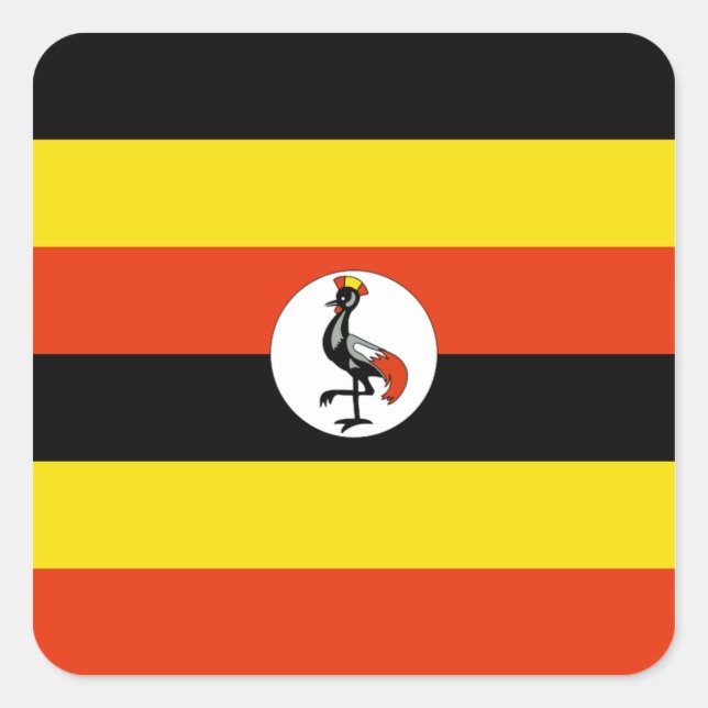 Cuadrada Pegatina de Bandera de Uganda (Anverso)