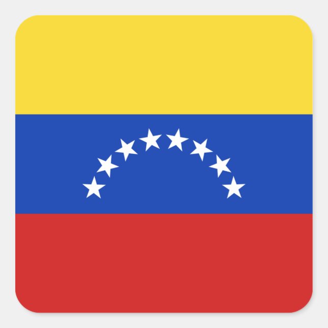 Cuadrada Pegatina de bandera de Venezuela (Anverso)