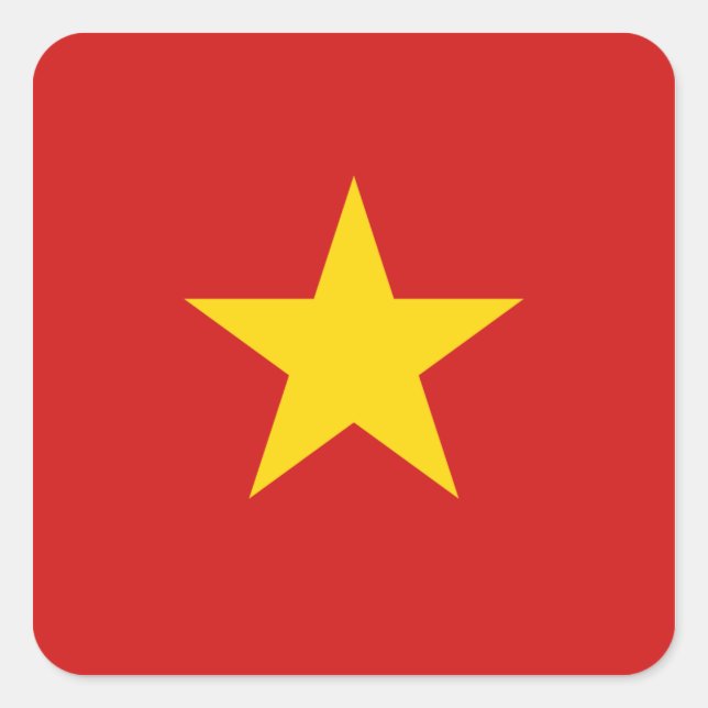 Cuadrada Pegatina de bandera de Vietnam (Anverso)