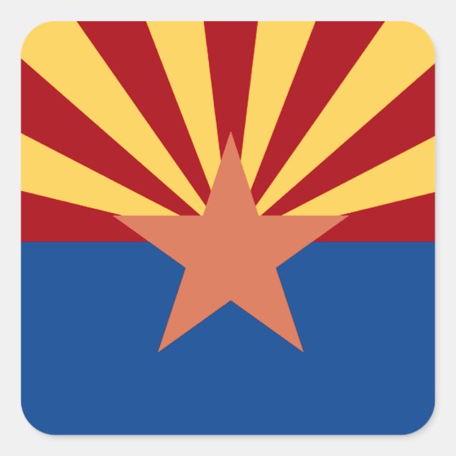 Cuadrada Pegatina de bandera del estado de Arizona (Anverso)