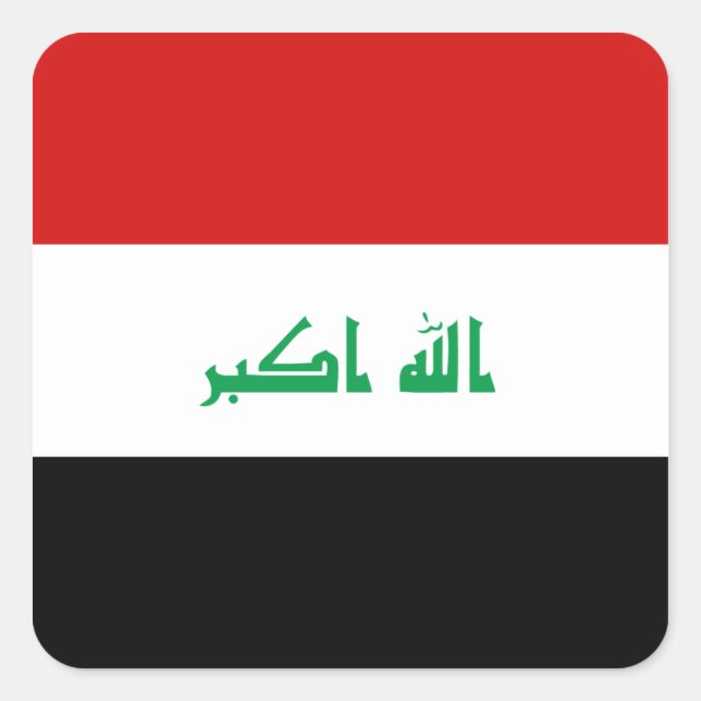 Cuadrada Pegatina de Bandera del Iraq (Anverso)