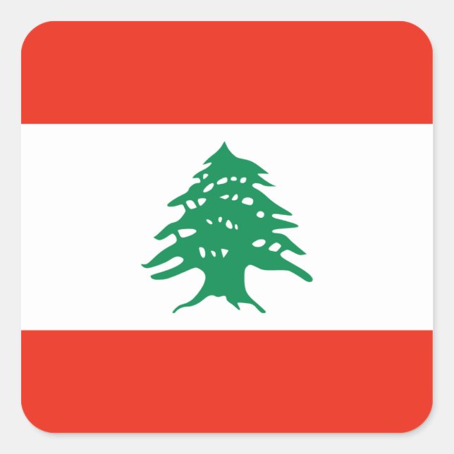 Cuadrada Pegatina de Bandera del Líbano (Anverso)