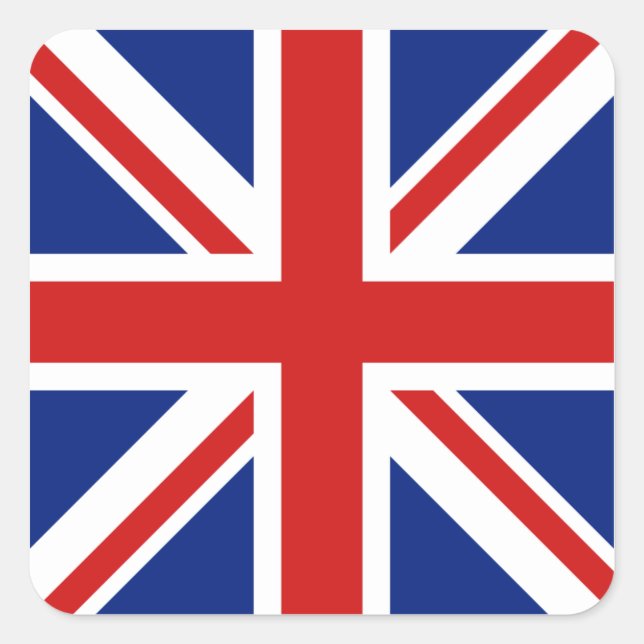Cuadrada PEGATINA de bandera del Reino Unido (Anverso)