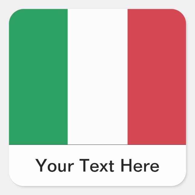 Cuadrada Pegatina de Bandera Italiana (Anverso)