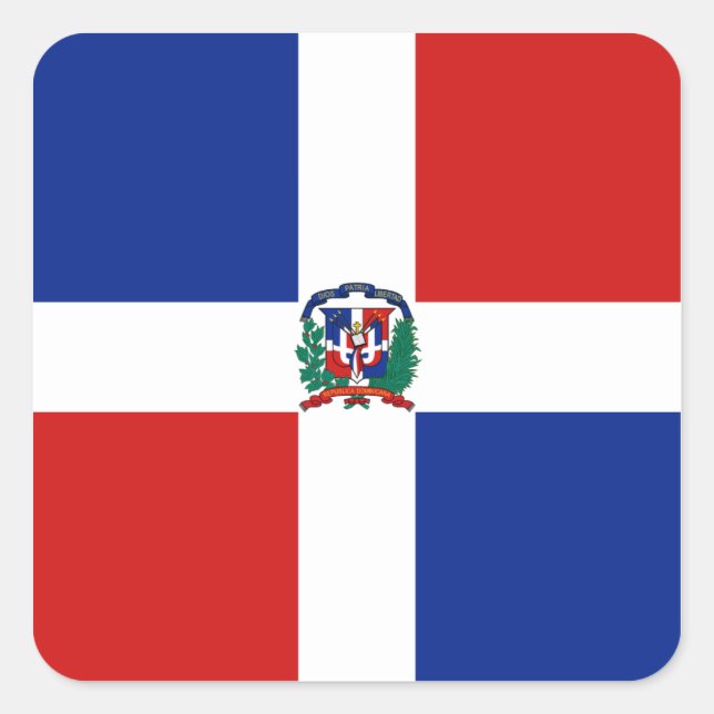 Cuadrada Pegatina de Bandera Rep. Dominicana (Anverso)