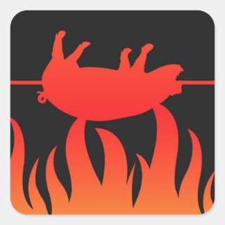 Cuadrada Pegatina de barbacoa de cerdo asado