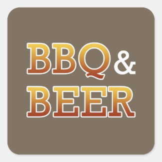 Cuadrada Pegatina de barbacoa y cerveza