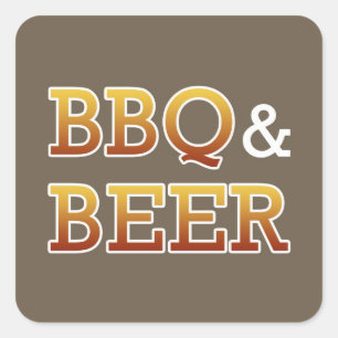 Cuadrada Pegatina de barbacoa y cerveza