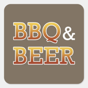 Cuadrada Pegatina de barbacoa y cerveza
