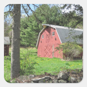 Cuadrada Pegatina de Barn de País de Nueva Inglaterra