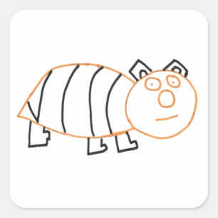 Cuadrada Pegatina de Bee Bear Square