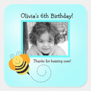 Cuadrada Pegatina de BEE HOP Photo SQUARE Favor