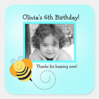 Cuadrada Pegatina de BEE HOP Photo SQUARE Favor