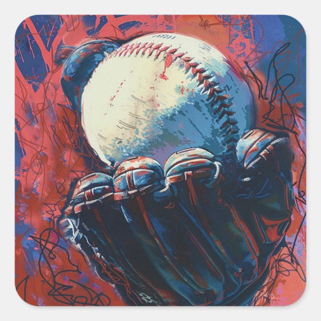 Cuadrada Pegatina de béisbol (Anverso)
