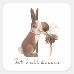 Cuadrada Pegatina de besos de envío de hadas