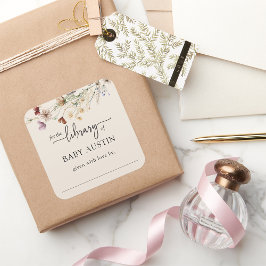 Cuadrada Pegatina de Biblioteca Boho