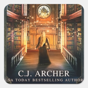 Cuadrada Pegatina de biblioteca recortada