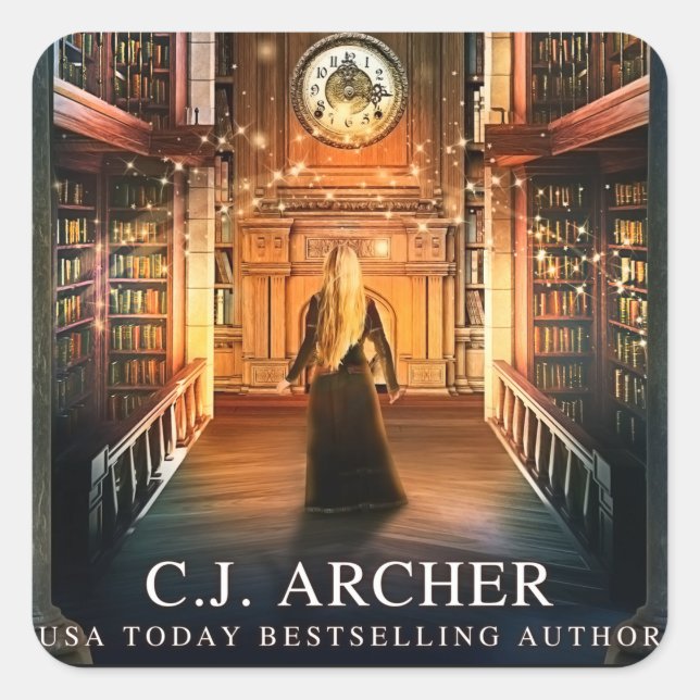 Cuadrada Pegatina de biblioteca recortada (Anverso)