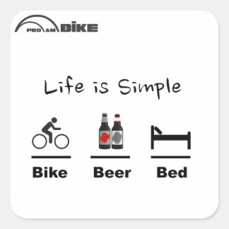 Cuadrada Pegatina de bicicletas - La vida es simple - Bicic