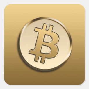 Cuadrada Pegatina de Bitcoin dorado
