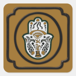 Cuadrada Pegatina de Black and Gold Hamsa