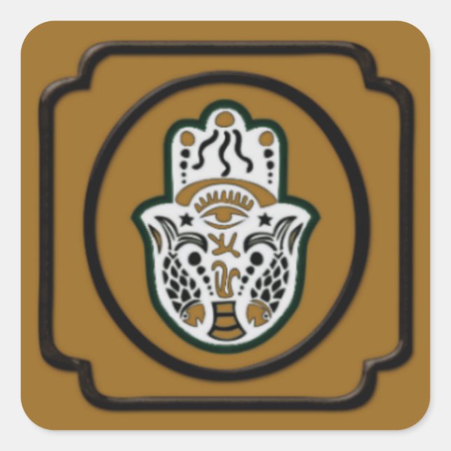 Cuadrada Pegatina de Black and Gold Hamsa (Anverso)
