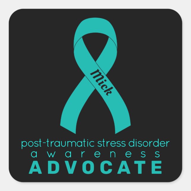 Cuadrada Pegatina de Black Square del defensor del PTSD (Anverso)