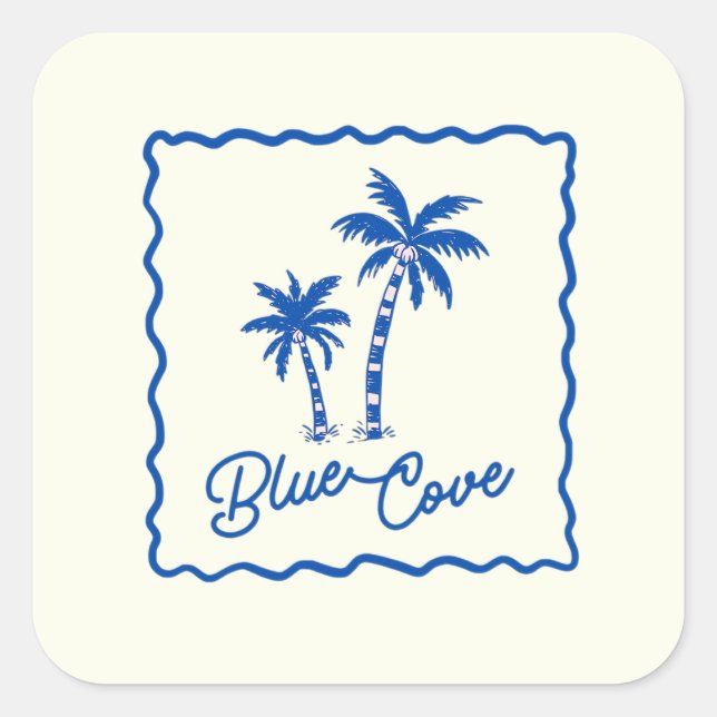 Cuadrada Pegatina de Blue Cove (Anverso)
