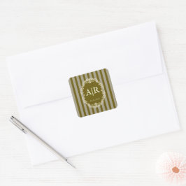 Cuadrada Pegatina de boda con monograma floral romántico vi