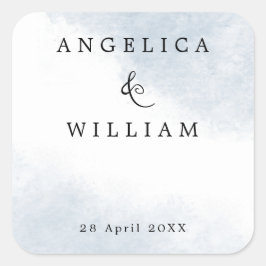 CUADRADA PEGATINA DE BODA DE PLAYA | COLOR DE AGUA AZUL DOS