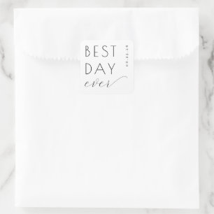 Cuadrada Pegatina de boda minimalista negra optimista