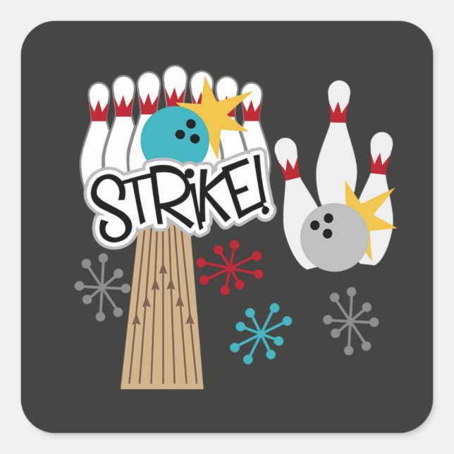 Cuadrada Pegatina de bolos de Fun Strike como premio (Anverso)