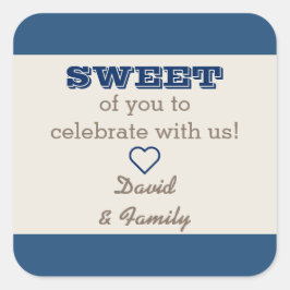 Cuadrada Pegatina de bolsita de malla de sabor dulce azul y