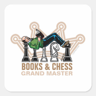 Cuadrada Pegatina de Books & Chess Grand Master Square