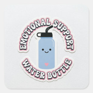 Cuadrada Pegatina de botella de agua de apoyo emocional lin