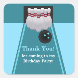 Cuadrada Pegatina de Bowling Birthday Party