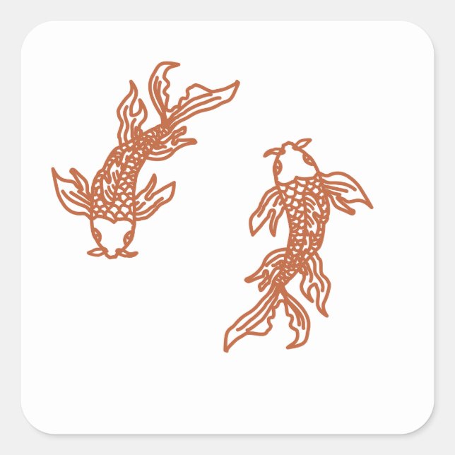 Cuadrada Pegatina de Bronce Piscis Tiderise – Twin‑Fish Cál (Anverso)