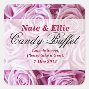 Cuadrada PEGATINA de Buffet de PInk Rose Candy