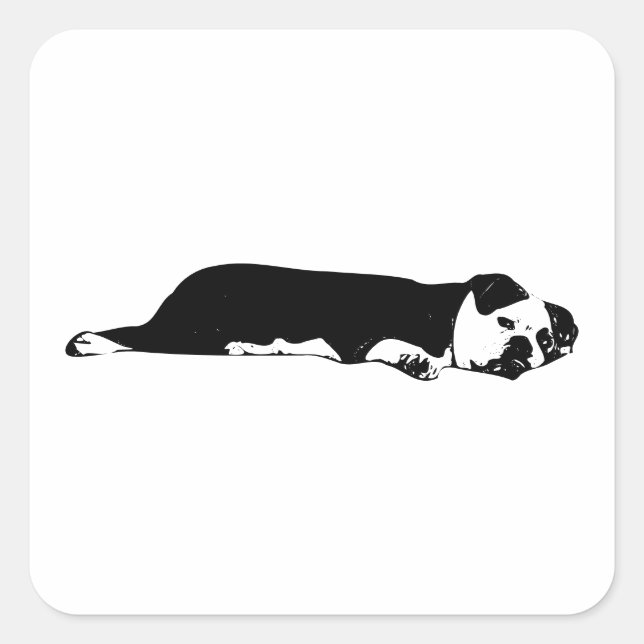 Cuadrada Pegatina de Bulldog de rastreo (Anverso)