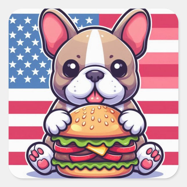 Cuadrada Pegatina de Bulldog francés (Anverso)