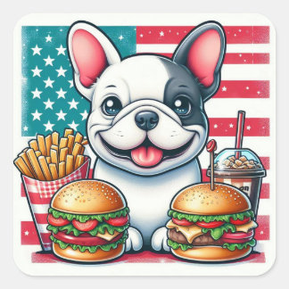 Cuadrada Pegatina de Bulldog francés