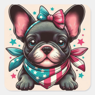 Cuadrada Pegatina de Bulldog francés
