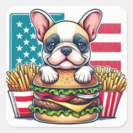 Cuadrada Pegatina de Bulldog francés