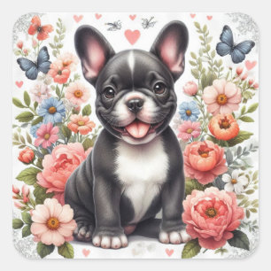 Cuadrada Pegatina de Bulldog francés