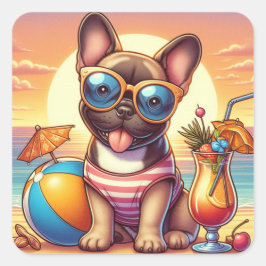 Cuadrada Pegatina de Bulldog francés