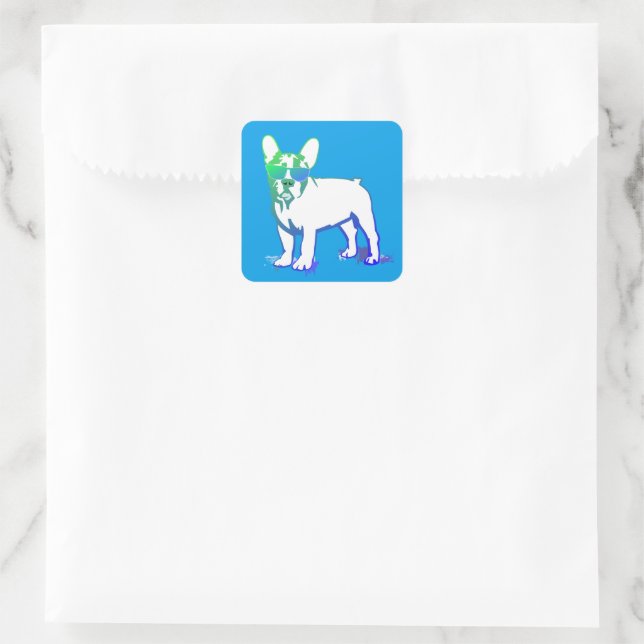Cuadrada Pegatina de Bulldog Francés interior (Bolso)